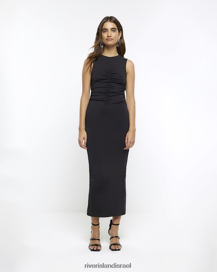 לבוש River Island שמלת מקסי מרופטת שָׁחוֹר נשים BDZ408205