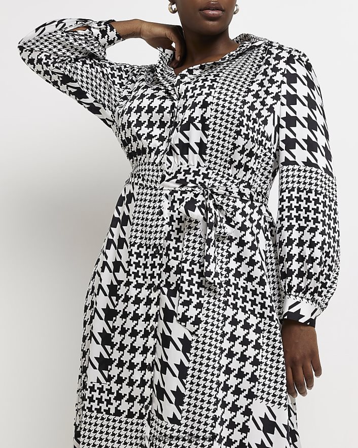 לבוש River Island בתוספת שמלת חולצת מידי משיניים סאטן שָׁחוֹר נשים BDZ4082060