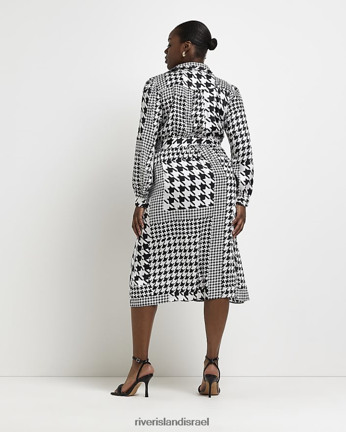 לבוש River Island בתוספת שמלת חולצת מידי משיניים סאטן שָׁחוֹר נשים BDZ4082060