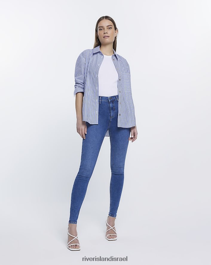 לבוש River Island אניג'ינג בגזרה גבוהה כְּחוֹל נשים BDZ4082074