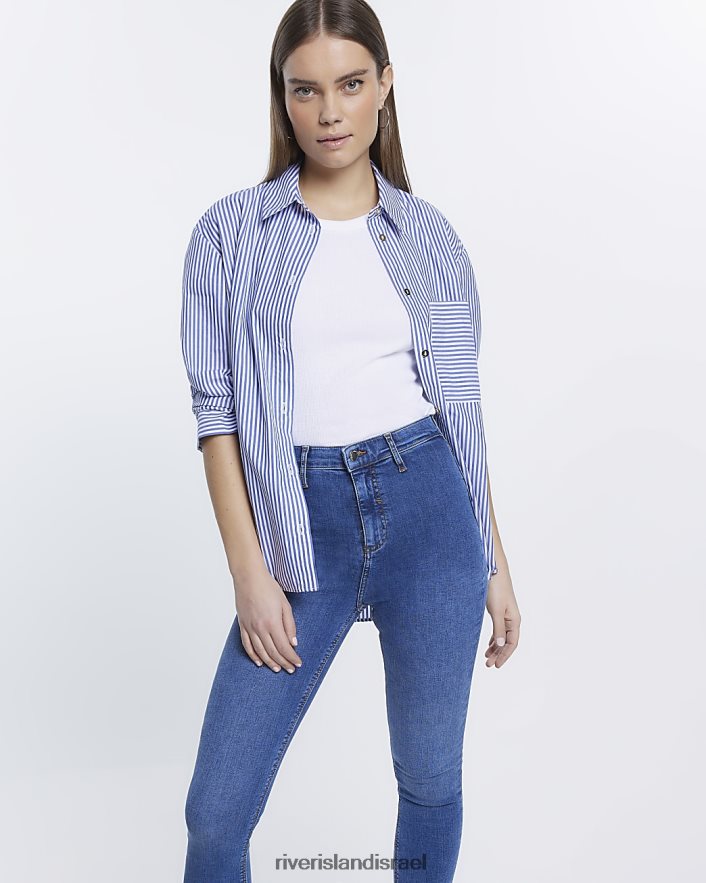 לבוש River Island אניג'ינג בגזרה גבוהה כְּחוֹל נשים BDZ4082074