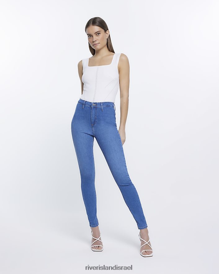 לבוש River Island אניג'ינג בגזרה גבוהה כְּחוֹל נשים BDZ4082076