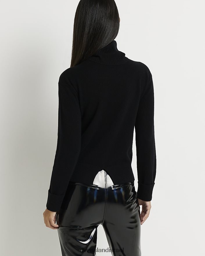 לבוש River Island מגשר עם צווארון קשמיר שָׁחוֹר נשים BDZ4082081