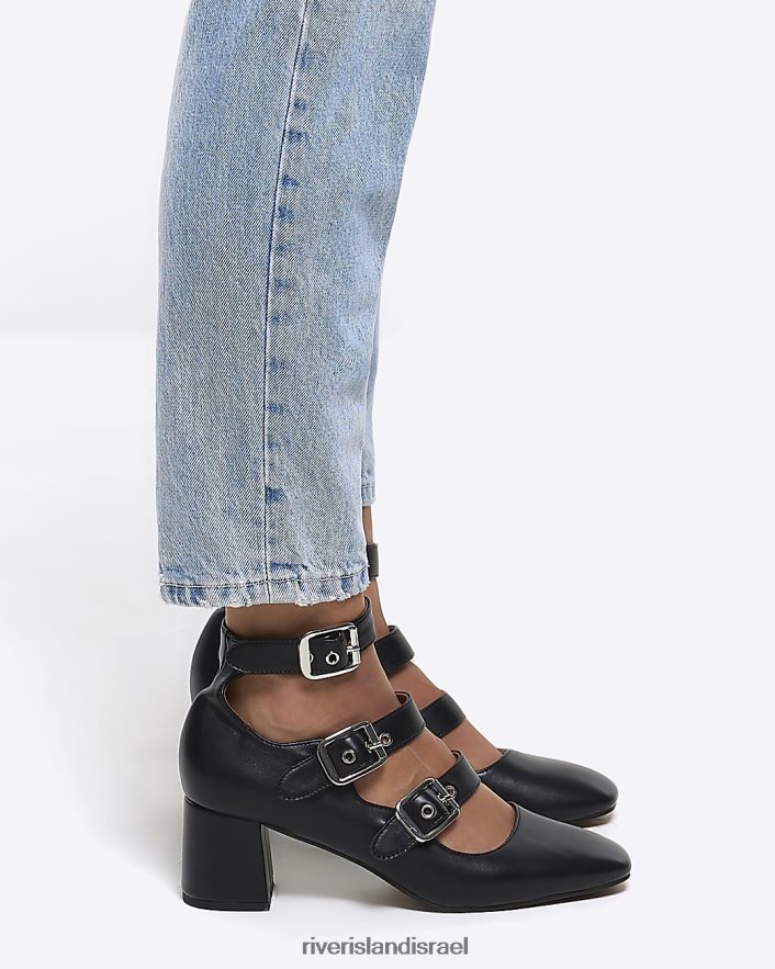 הַנעָלָה River Island נעלי עקב אבזם שָׁחוֹר נשים BDZ408208