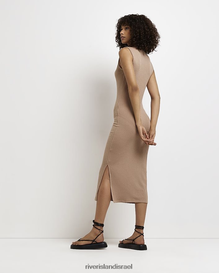 לבוש River Island שמלת מידי גוף עם צווארון אֶבֶן נשים BDZ4082102
