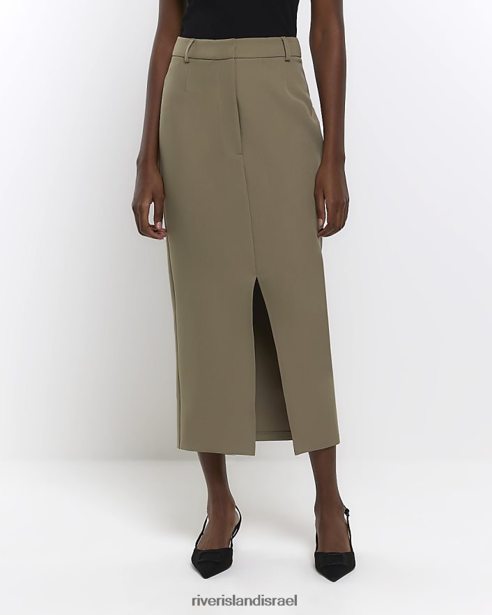 לבוש River Island חצאית מידי עיפרון מפוצל קדמי חָקִי נשים BDZ408211