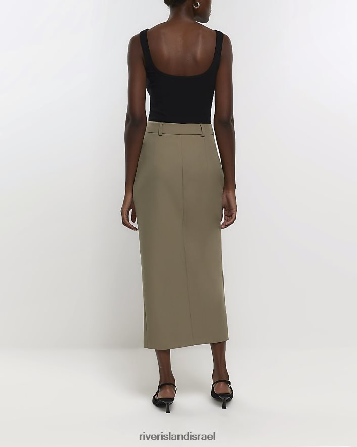 לבוש River Island חצאית מידי עיפרון מפוצל קדמי חָקִי נשים BDZ408211