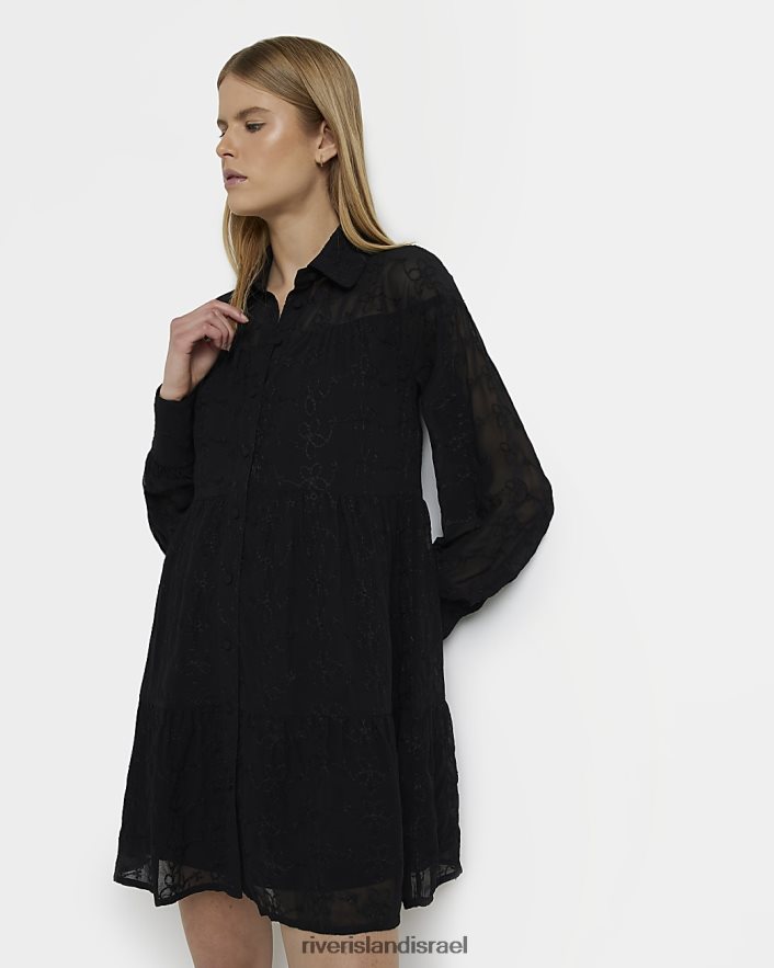 לבוש River Island שמלת מיני חולצה שָׁחוֹר נשים BDZ4082140