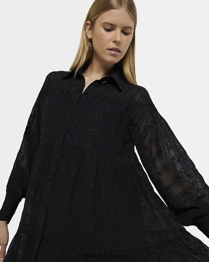 לבוש River Island שמלת מיני חולצה שָׁחוֹר נשים BDZ4082140