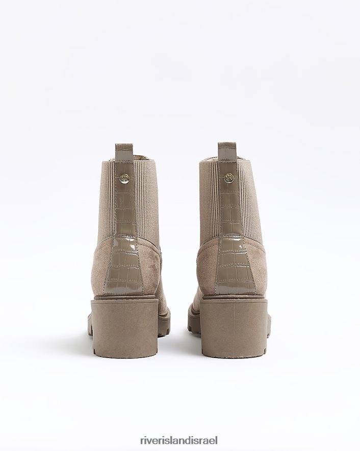 הַנעָלָה River Island מגפי עקב בלוק זמש בז' נשים BDZ408214