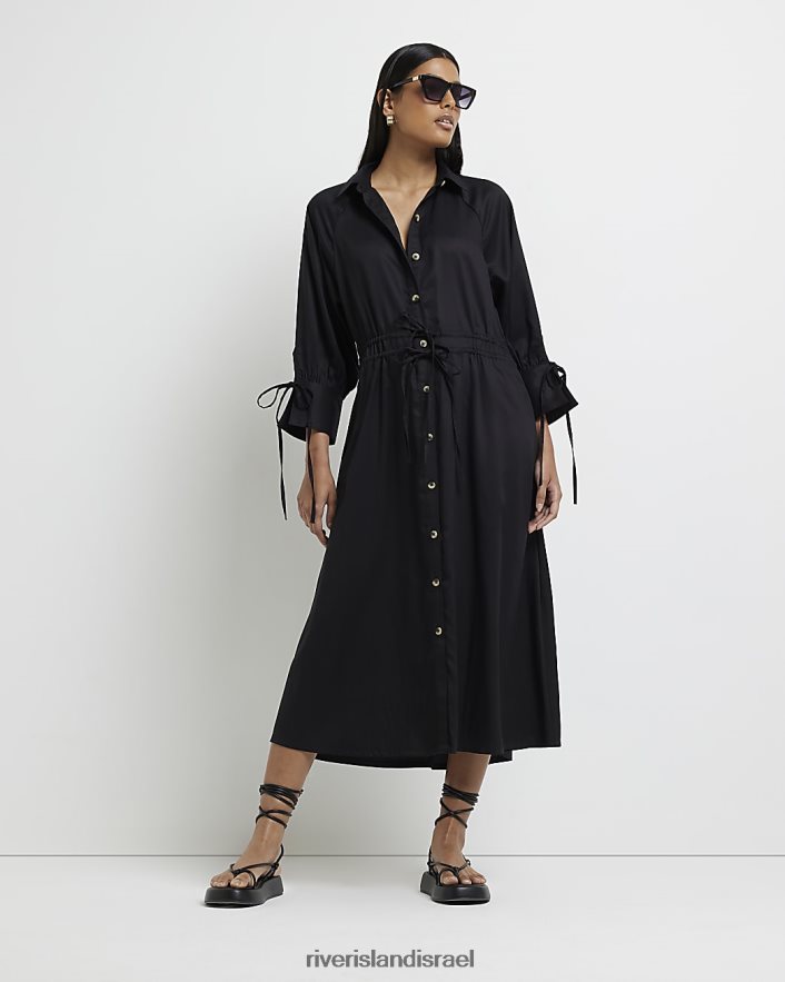 לבוש River Island שמלת חולצת מידי שָׁחוֹר נשים BDZ4082155