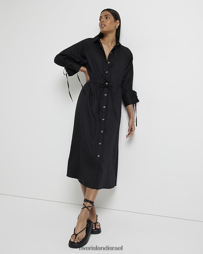 לבוש River Island שמלת חולצת מידי שָׁחוֹר נשים BDZ4082155