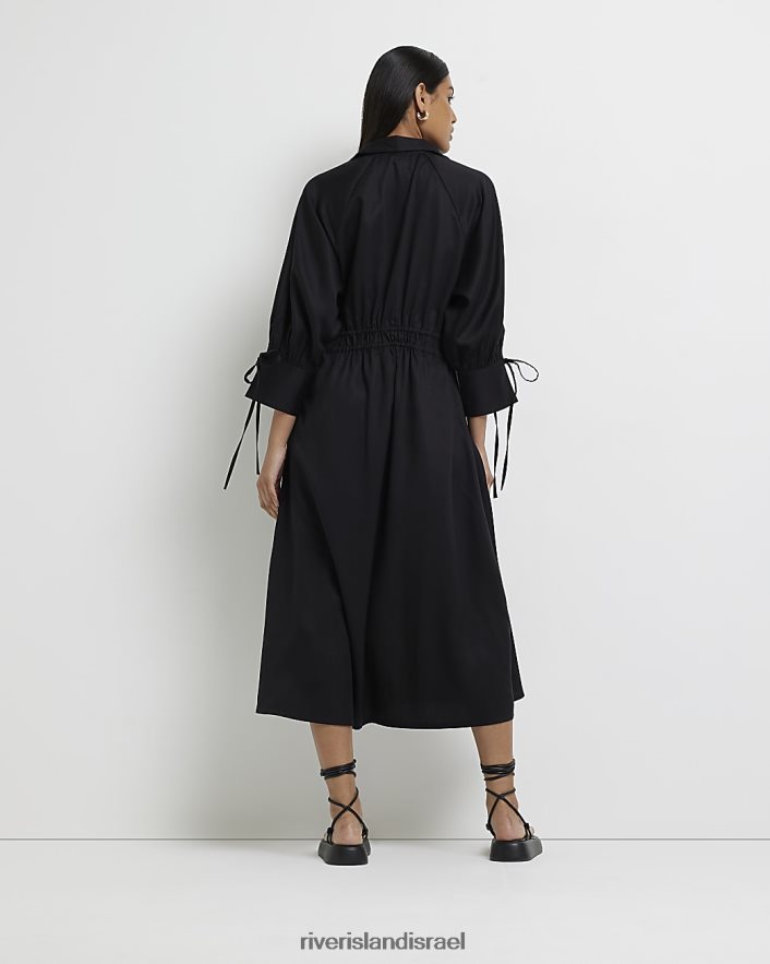 לבוש River Island שמלת חולצת מידי שָׁחוֹר נשים BDZ4082155