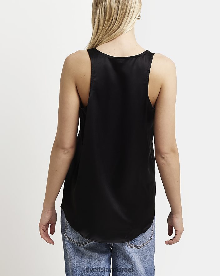 לבוש River Island עליונית אפוד סאטן שָׁחוֹר נשים BDZ4082168