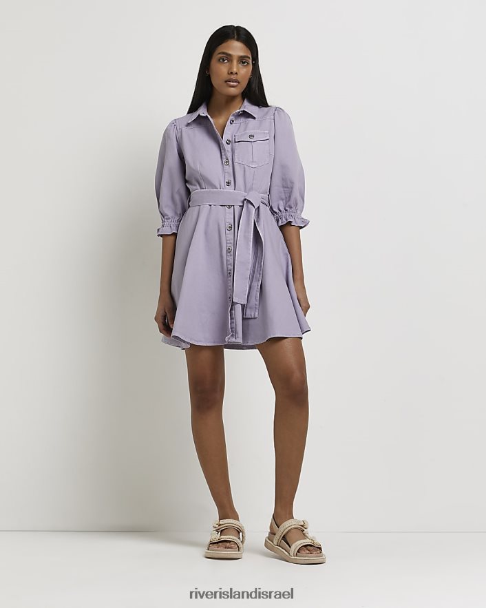 לבוש River Island שמלת מיני חולצת ג'ינס סָגוֹל נשים BDZ4082185