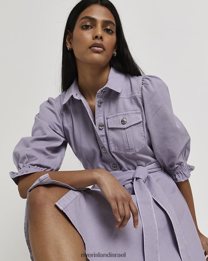 לבוש River Island שמלת מיני חולצת ג'ינס סָגוֹל נשים BDZ4082185