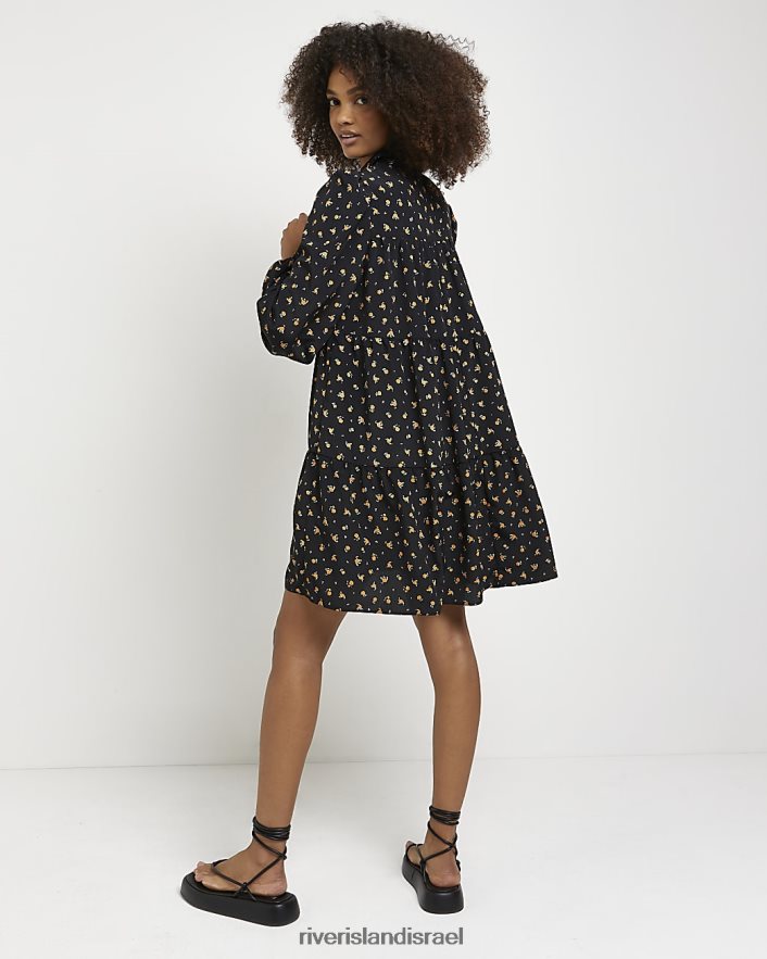לבוש River Island שמלת מיני חולצה פרחונית שָׁחוֹר נשים BDZ4082193
