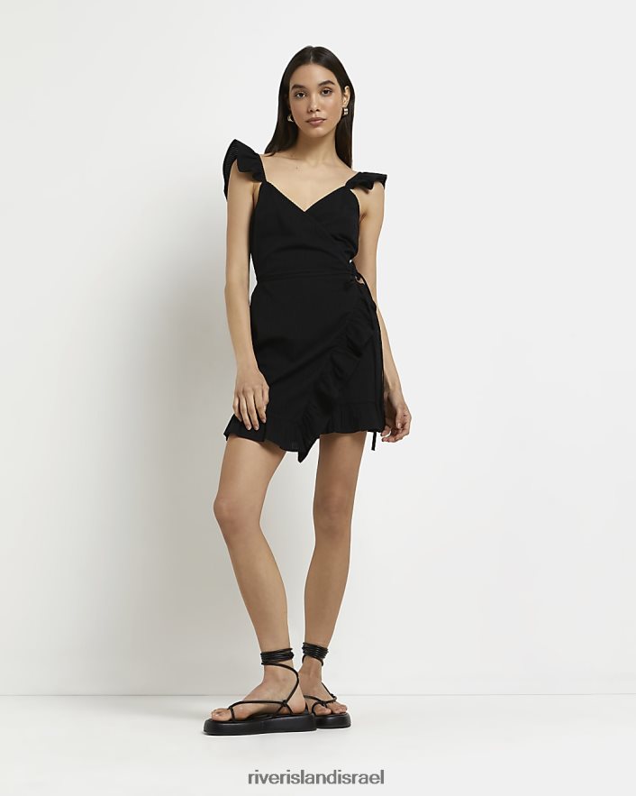 לבוש River Island שמלת מיני מעטפת מצולעת שָׁחוֹר נשים BDZ4082200