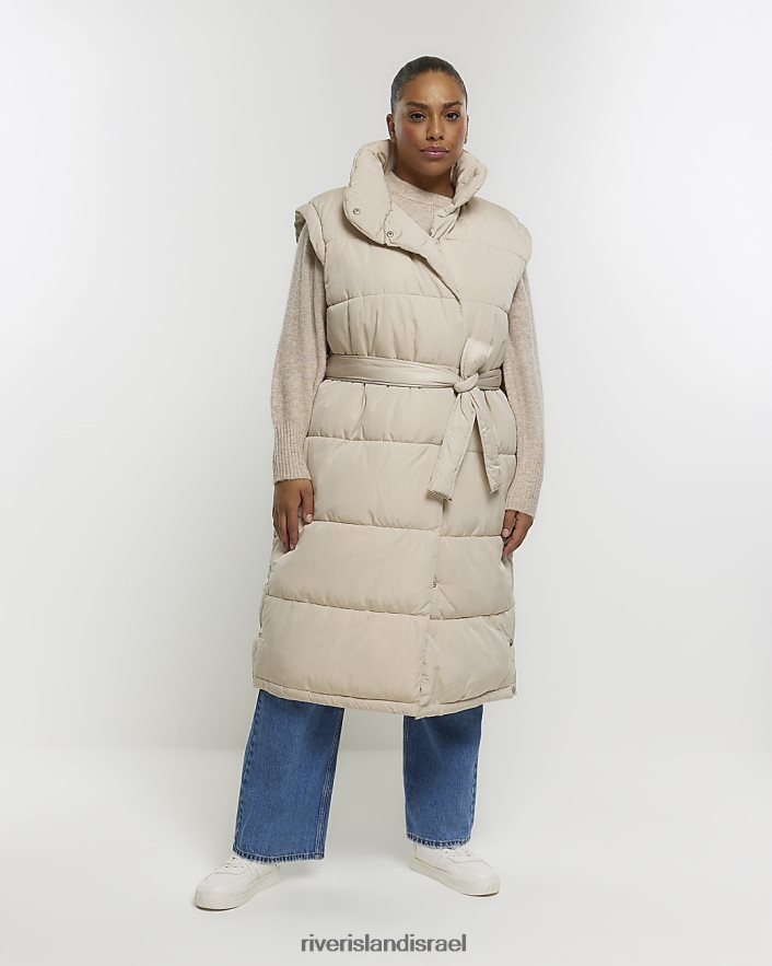 לבוש River Island פלוס גבעת קו ארוך חגורה בז' נשים BDZ4082210