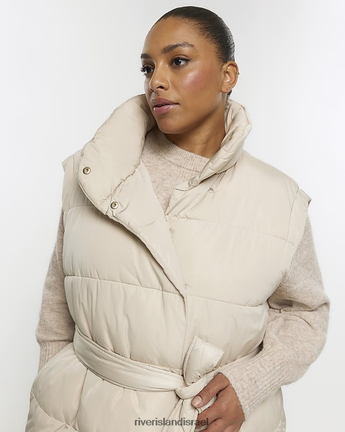 לבוש River Island פלוס גבעת קו ארוך חגורה בז' נשים BDZ4082210