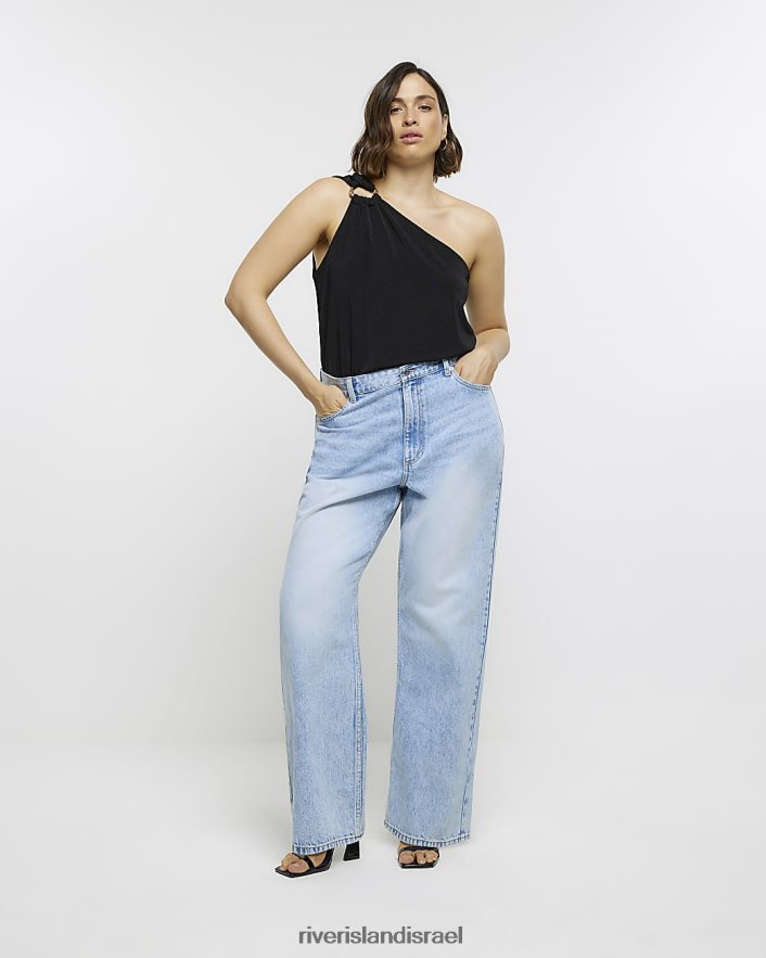 לבוש River Island בתוספת ג'ינס ישר בגובה בינוני כְּחוֹל נשים BDZ4082220