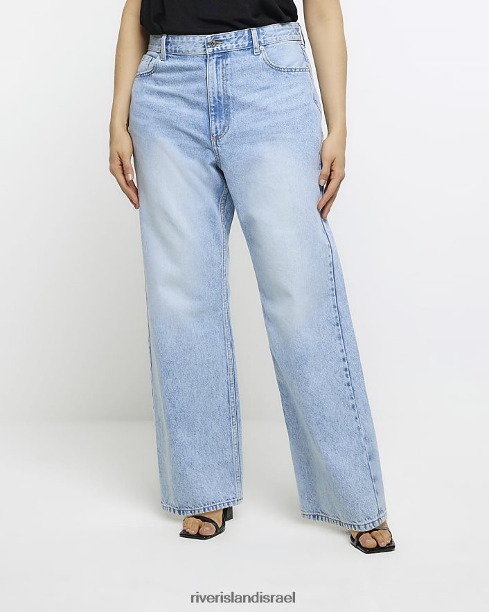 לבוש River Island בתוספת ג'ינס ישר בגובה בינוני כְּחוֹל נשים BDZ4082220