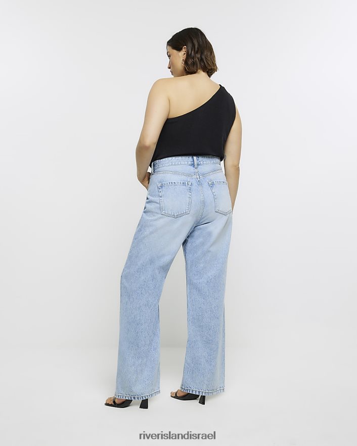 לבוש River Island בתוספת ג'ינס ישר בגובה בינוני כְּחוֹל נשים BDZ4082220