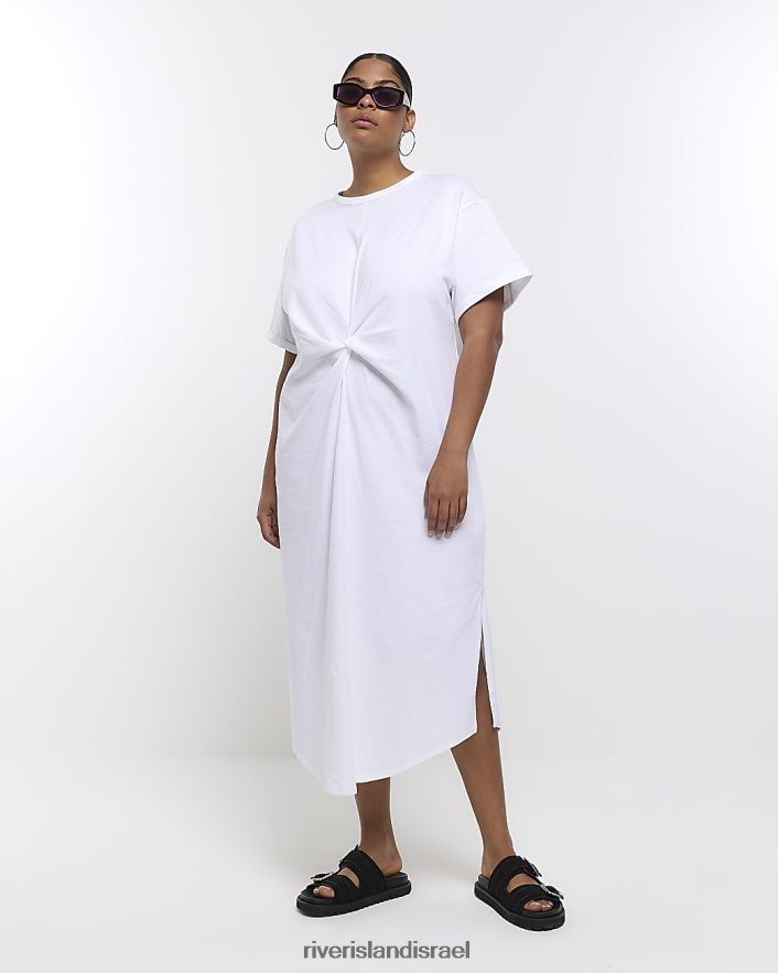 לבוש River Island בתוספת שמלת מידי טוויסט לבן נשים BDZ4082225