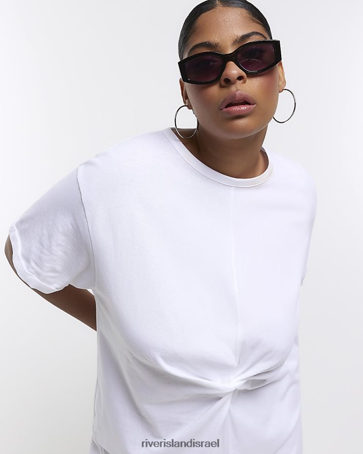 לבוש River Island בתוספת שמלת מידי טוויסט לבן נשים BDZ4082225