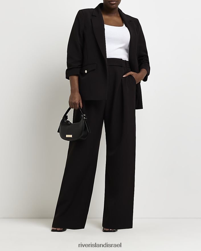 לבוש River Island בתוספת מכנסיים רחבים עם קפלים שָׁחוֹר נשים BDZ4082242
