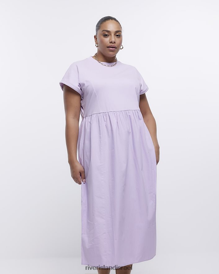 לבוש River Island בתוספת שמלת מידי של חולצת פופלין סָגוֹל נשים BDZ4082247