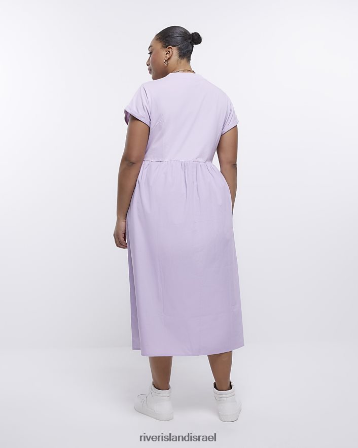 לבוש River Island בתוספת שמלת מידי של חולצת פופלין סָגוֹל נשים BDZ4082247