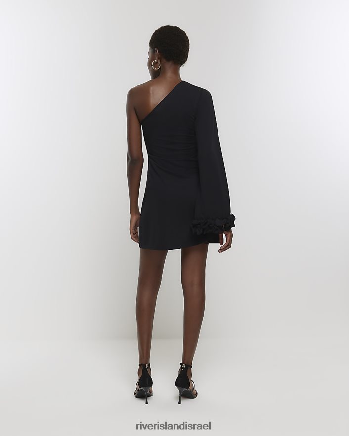 לבוש River Island שמלת מיני גוף עם כתף אחת שָׁחוֹר נשים BDZ408224