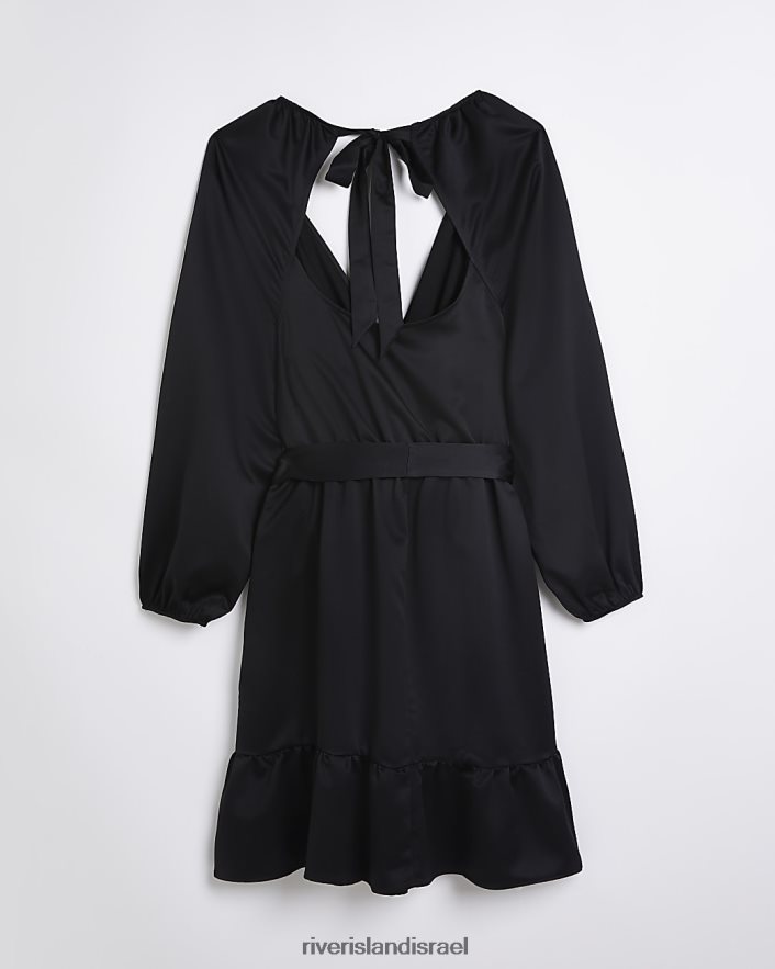 לבוש River Island בתוספת שמלת מיני מעטפת סאטן שָׁחוֹר נשים BDZ4082261