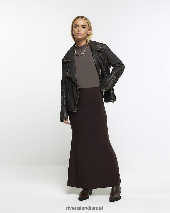 לבוש River Island חצאית מקסי בת ים קטנה חום נשים BDZ4082273