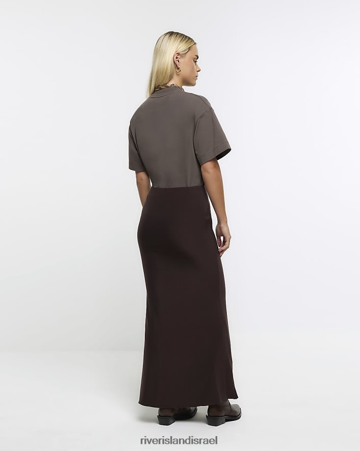 לבוש River Island חצאית מקסי בת ים קטנה חום נשים BDZ4082273