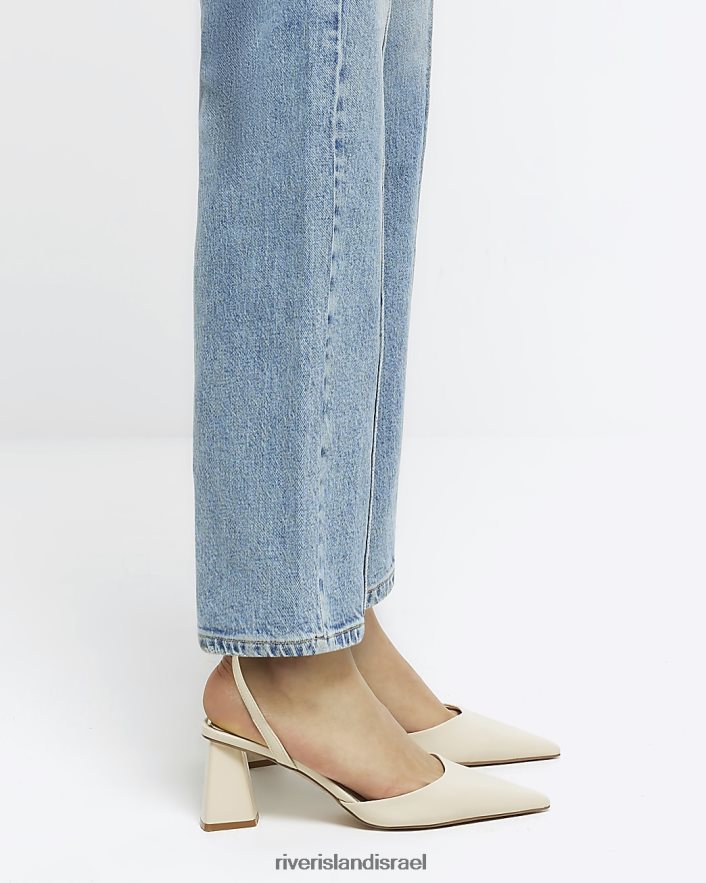 הַנעָלָה River Island נעלי מגרש עם עקב בלוק קלע בחזרה לבן נשים BDZ408227
