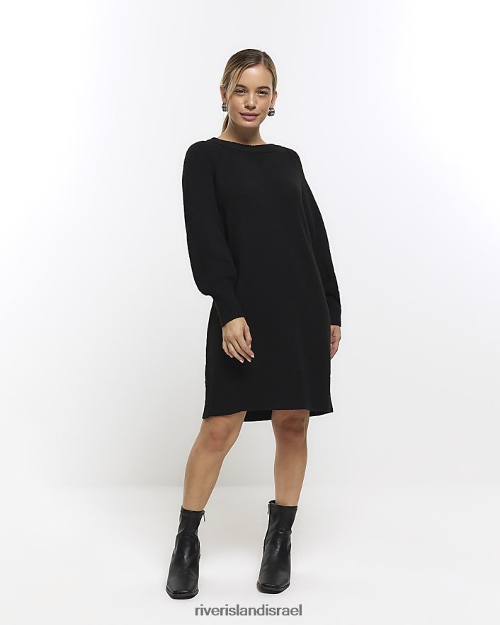 לבוש River Island שמלת מיני מגשר עם שרוול ארוך קטן שָׁחוֹר נשים BDZ4082280