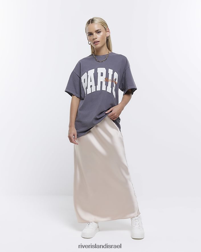 לבוש River Island חצאית מקסי קטנה מסאטן אֶבֶן נשים BDZ4082283