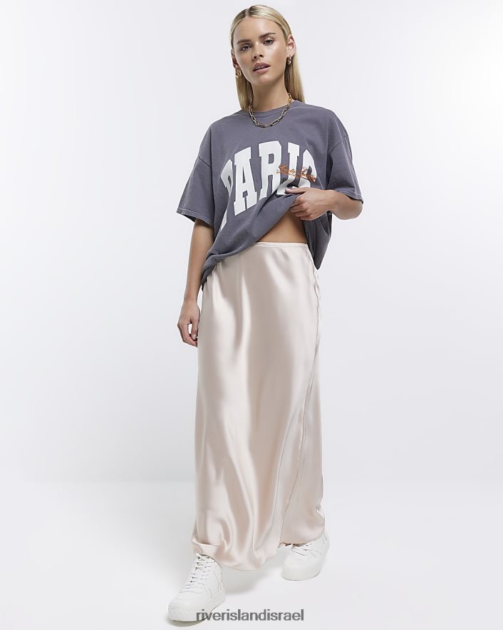 לבוש River Island חצאית מקסי קטנה מסאטן אֶבֶן נשים BDZ4082283