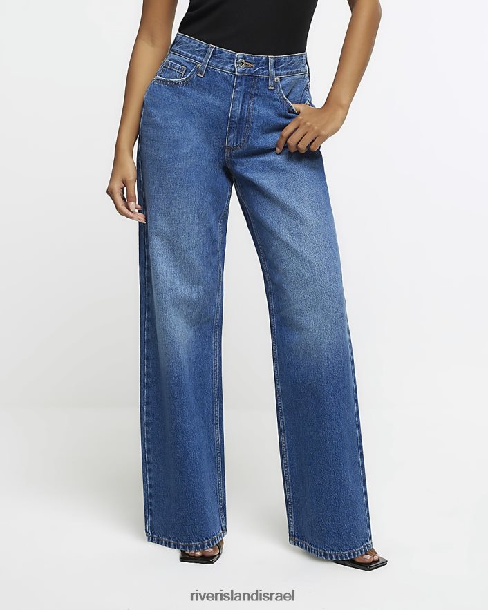 לבוש River Island ג'ינס ישר קטנטן בינוני כְּחוֹל נשים BDZ4082292