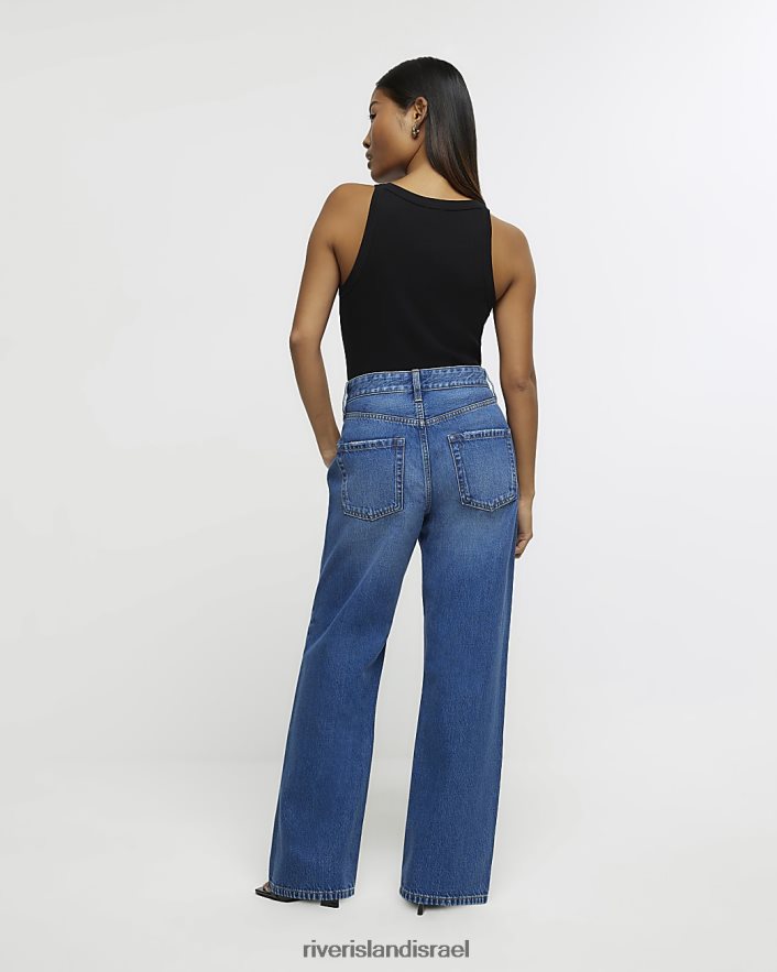 לבוש River Island ג'ינס ישר קטנטן בינוני כְּחוֹל נשים BDZ4082292