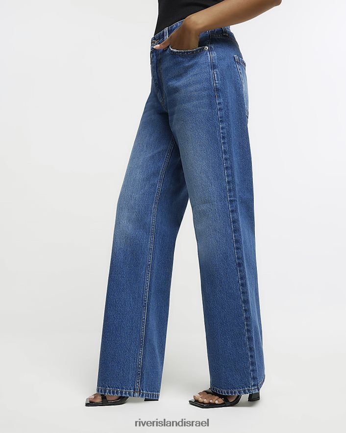 לבוש River Island ג'ינס ישר קטנטן בינוני כְּחוֹל נשים BDZ4082292