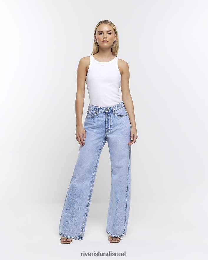 לבוש River Island ג'ינס קטנטן ישר בינוני כְּחוֹל נשים BDZ4082293