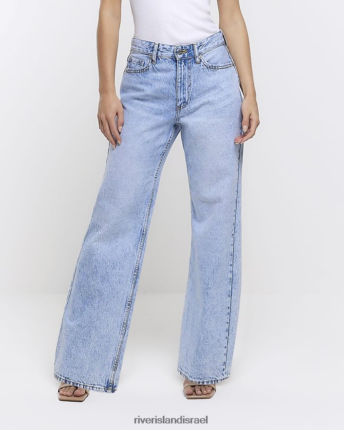 לבוש River Island ג'ינס קטנטן ישר בינוני כְּחוֹל נשים BDZ4082293