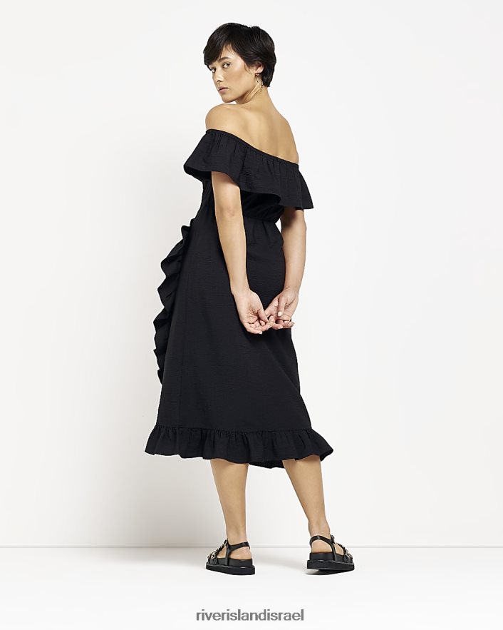 לבוש River Island שמלת מידי ברדו קטנטנה שָׁחוֹר נשים BDZ4082295