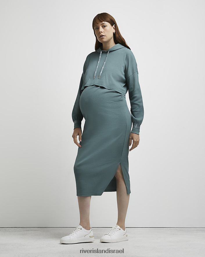 לבוש River Island סט שמלת הריון וסוודרים ירוק נשים BDZ4082313