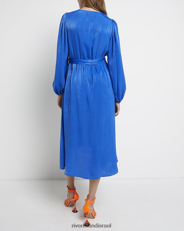 לבוש River Island שמלת מידי מעטפת הריון מסאטן כְּחוֹל נשים BDZ4082315