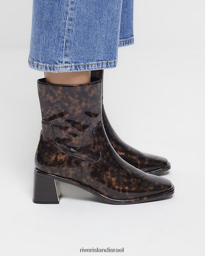 הַנעָלָה River Island מגפונים עם עקבים בהדפס חיות חום נשים BDZ408232