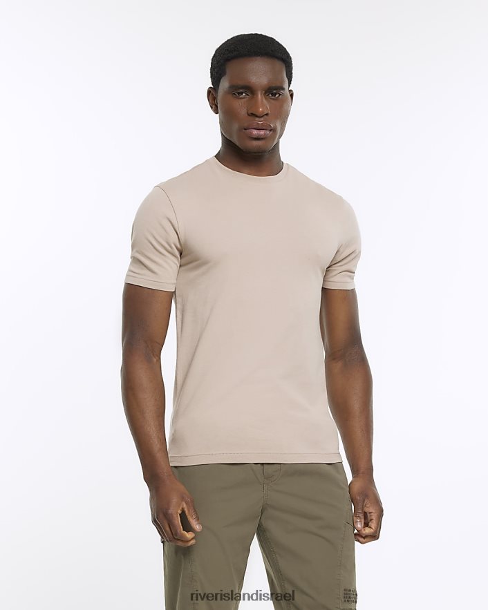 לבוש River Island חולצת טריקו בכושר שריר אֶבֶן גברים BDZ4082337